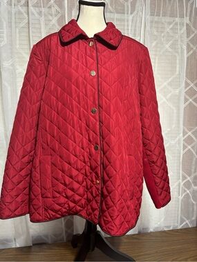 Jones New York XL Quilted Red Women's Barn Coat 2Pockets 24 p2p 30L